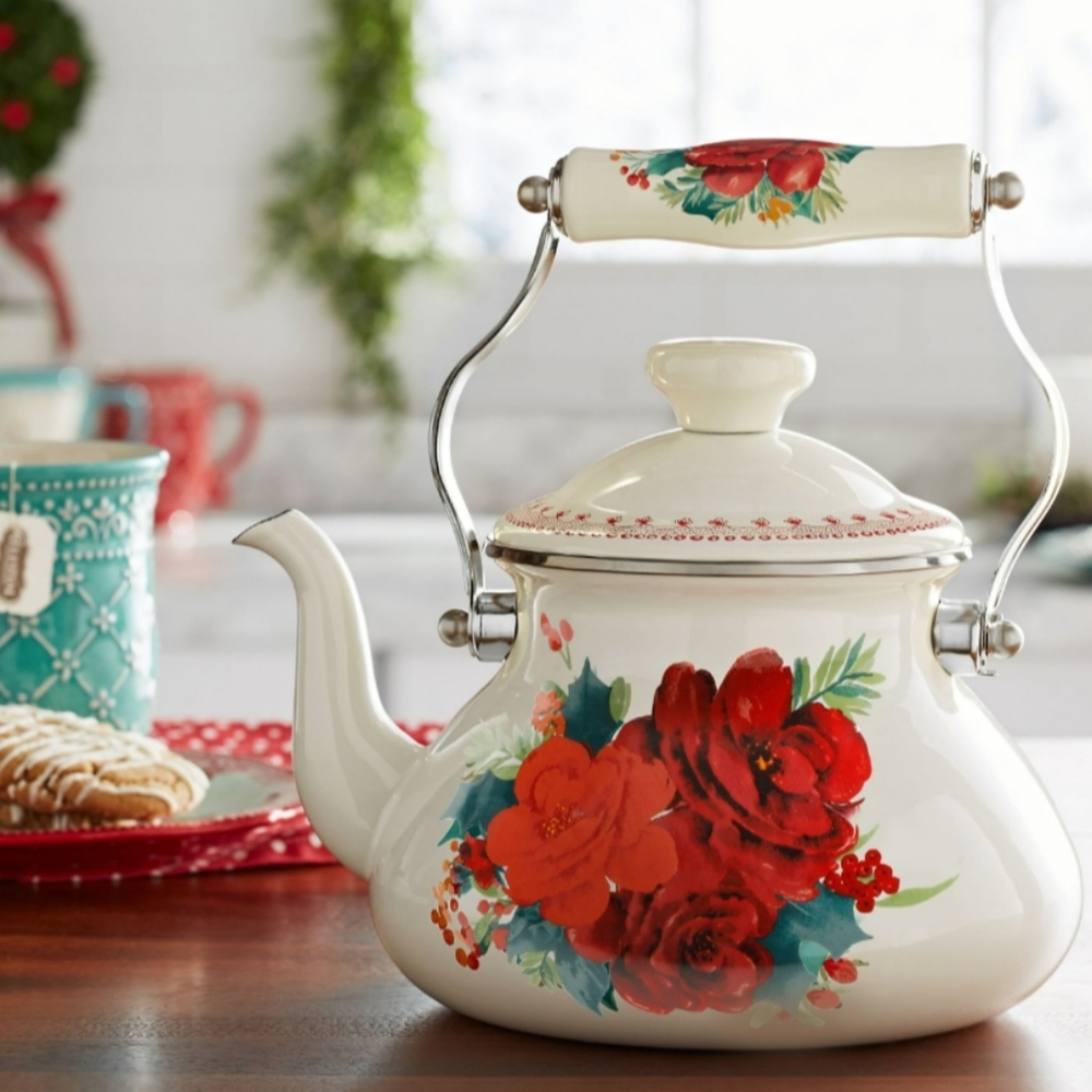 ❤️ New Pioneer Woman Cheerful Rose 1.9 Quart Tea Kettle